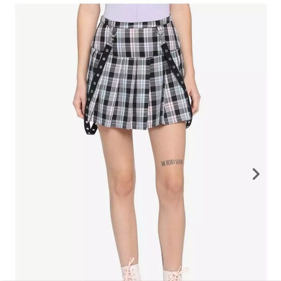 Hot Topic XL plaid suspender pleated skirt - Picture 1 of 15